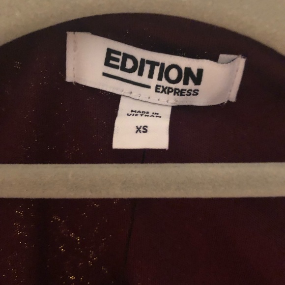 express blouse one piece sequin womens long sleeve xs burgundy - Picture 4 of 6